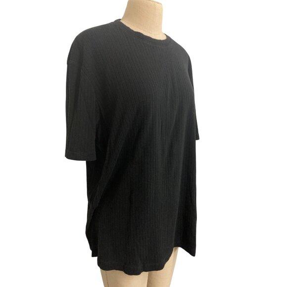 Perry Ellis Black Ribbed Crew Neck Men T-Shirt XL - Picture 3 of 6